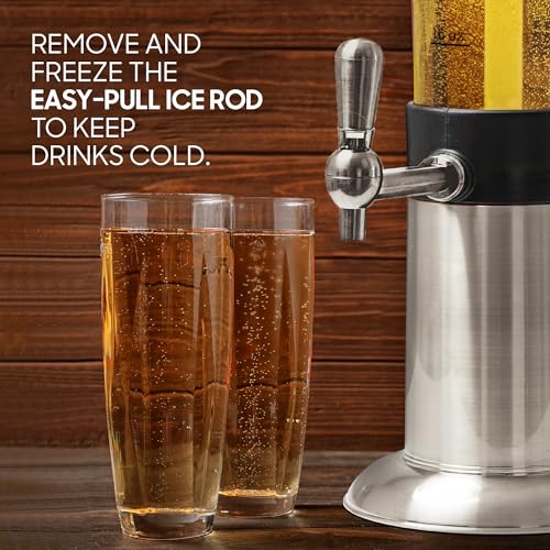 Hammer + Axe Beverage Dispenser – 88 oz Party Drink Dispenser with Ice Tube & Tap| Drink Fountain for Beer, Water, Iced Te...
