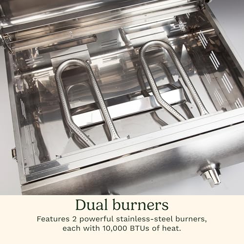 Cuisinart Chef's Style Tabletop Portable Propane Grill, 20,000 BTU Stainless Steel 2-Burner Outdoor Gas Grill for Camping,...