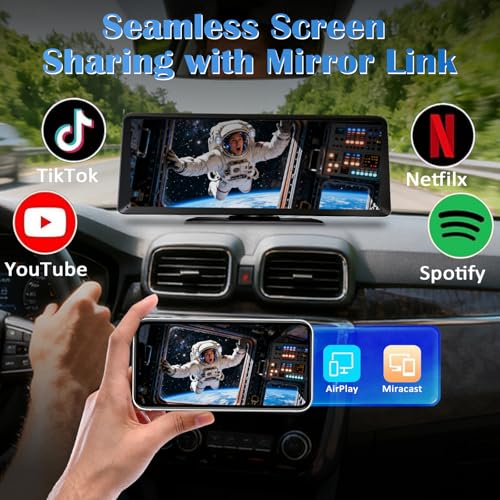 8.1" HD Carplay Screen for Car Stereo, 2K Dash Cam Wireless Portable Touch Screen Car Play with Apple Carplay & Android Au...