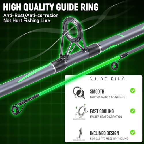 Sougayilang Spinning Rods, Strong Carbon&Glass Composite Fishing Pole with Stainless Steel Line Guides for Catfish- 7'0"