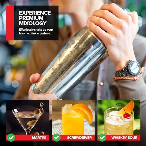 Boston Cocktail Shaker, Drink Mixing Set (18oz & 28oz) Weighted Stainless Steel Shaker Tins, Cocktail & Martini Mixed Drin...