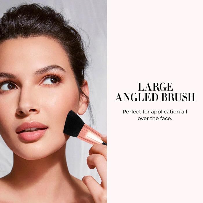 LUMINESS Silk Airbrush Spray Foundation & Buffing Brush Kit – Full Coverage Foundation & Dual-Sided Buffing Brush - Buildable Coverage, Anti-Aging Formula Hydrates & Moisturizes (Shade - Warm)