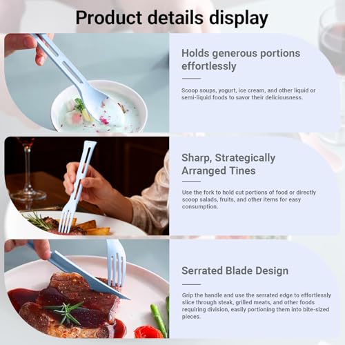 3-in-1 Portable Cutlery Set, Compact Reusable Fork Spoon Knife Combo, Eco-Friendly Travel Utensils, Outdoor, Camping, and ...