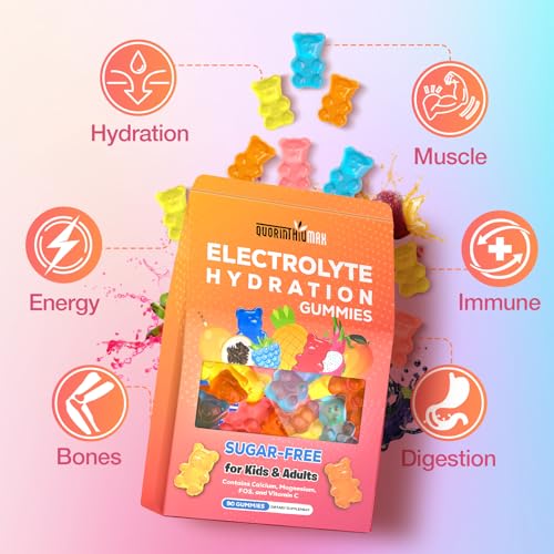 Electrolyte Gummies Sugar Free | Electrolyte Hydration Energy Gummies for Running & Sports - Energy Chews with Calcium & V...