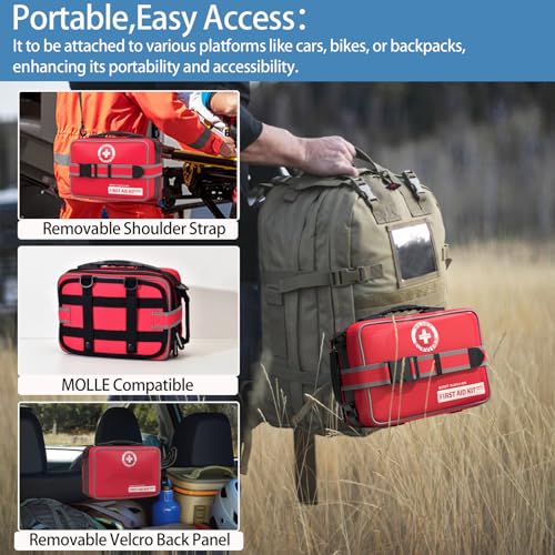 Besst Survivor 401 Piece First Aid Kit with Chest Seals -Labeled, Expandable & Mountable, Emergency Medical Kit for Home, ...