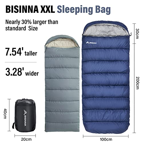 BISINNA XXL Sleeping Bag(90.55"x39.37") for Big and Tall Adults,3-4 Seasons Plus Size Warm and Comfortable Waterproof Ligh...