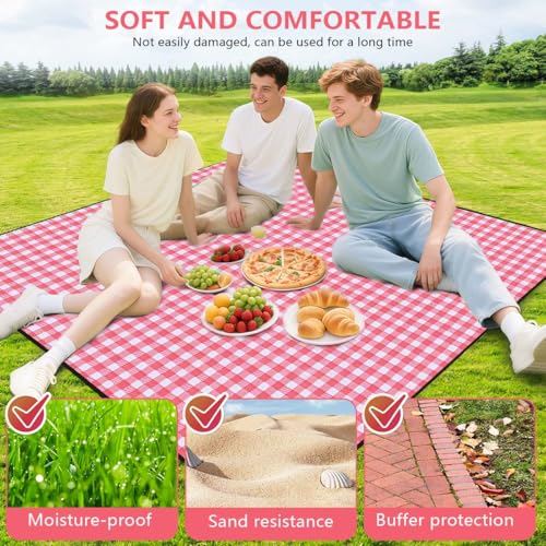 OBTANIM Extra Large Picnic Blanket 80 x 80 Inch Waterproof Foldable Beach Blankets Outdoor Picnic Mat for Camping Grass La...
