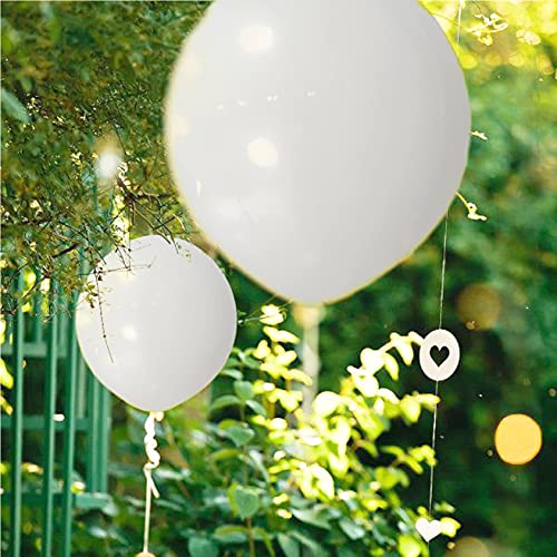 ASIYUHY White Balloons 100 Pack 12 Inch White Latex Party Balloons with 2 Rolls of Ribbon Helium Balloons for Wedding Birt...