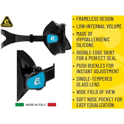 Cressi Single Lens Frameless Scuba Mask for Good Visibility | F-Dual: Designed in Italy