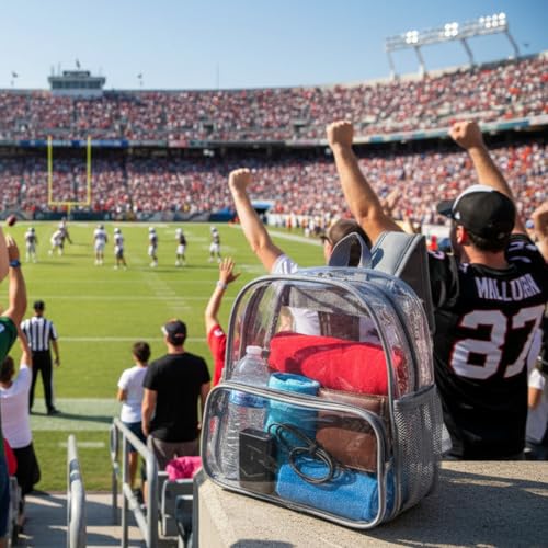 Crosstime Stadium Approved Clear Backpack 12x6x12 for Stadium Events, Festival, Concerts & Sports – Waterproof PVC Bag, Gr...