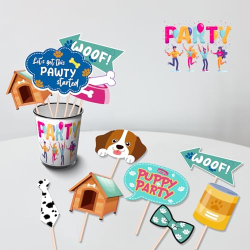 Maicaiffe Dog Photo Booth Props - 25 Pcs Puppy Party Selfie Props Favors Supplies - Baby Shower Pet Dog Birthday Party Cen...