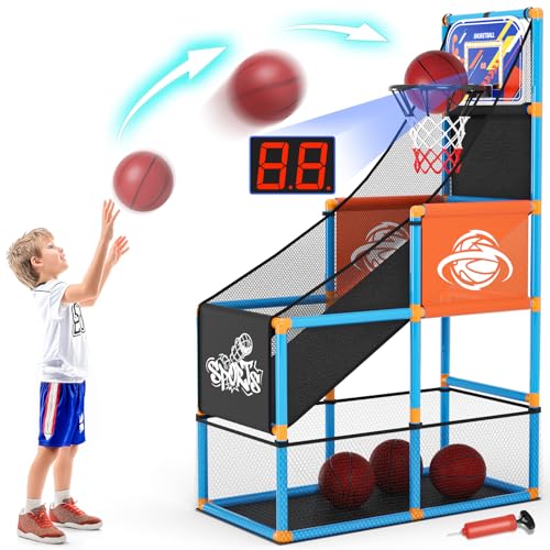 Handwell Arcade Basketball Game Set with Electronic Scoreboard&LED Light: Carnival Games Boy Toys Basketball Hoop Indoor O...