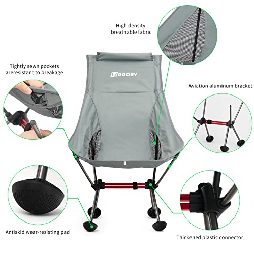 EGGORY Portable Outdoor Folding Chairs, Ultralight Folding Camping Chairs for Backpacking Hiking Travel with Storage Bag