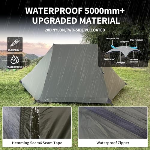 TENPLAY Backpacking Tent,Lightweight Camping Tent 2 Person,Ultralight Hiking Tent,Nylon,Waterproof,Windproof,Easy Setup,4 ...