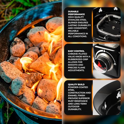 Outland Living Portable Propane Fire Pit, 19-inch, 58,000 BTU with Fire Pit Cover & Carry Kit, Smokeless Gas Firebowl | Pe...