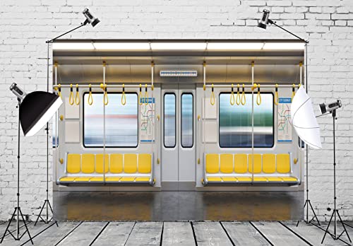 Loccor Fabric 7x5ft City Subway Car Backdrop for Photography 3D Metro Cross Section Empty Interior Public Seat Background ...