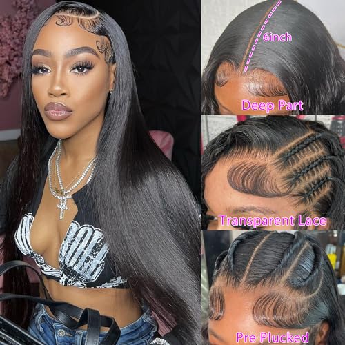 28 Inch Lace Front Wigs - Straight Human Hair, 180 Density, Glueless, 13x6 Frontal Wigs