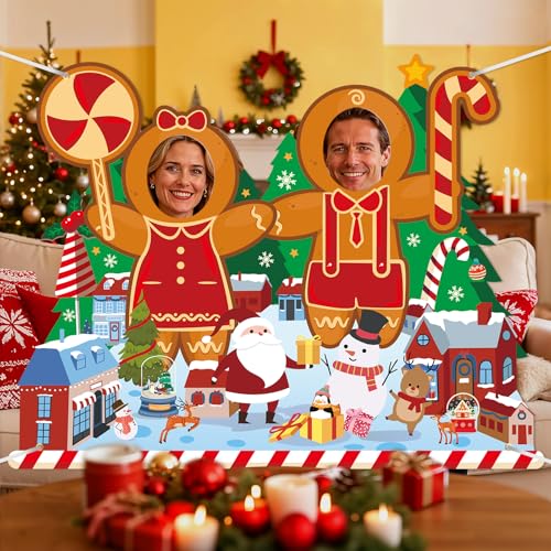 Christmas Gingerbread Man Photo Prop Background Banner Christmas Photo Door Banner Decorations Gingerbread Booth Prop Part...