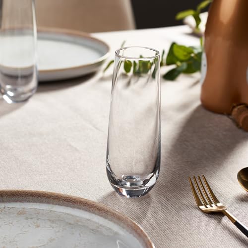 GLING [9.4 oz. Stemless Champagne Glasses Set of 4, Flute Crystal Glass Cups, Cocktail Glass Set - Great for Parties, Wedd...