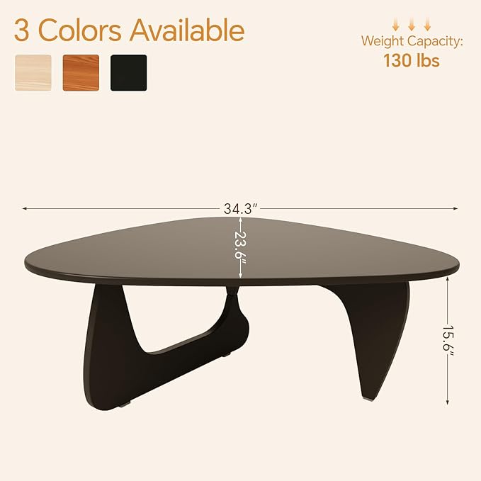 LUCKIIA Coffee Tables Wood Small Farmhouse Coffee Table Mid-Century Modern Wood Center Table for Living Room, Black, 35 Inch