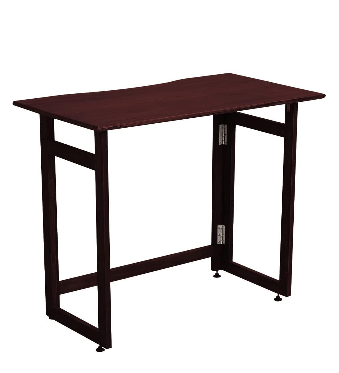 Dawn Riser Solid Wood Folding Table Desk, Writing, Laptop, PC, Space Saving, Easy Storage, Sleek Design, DIY Home Office Desk, Small Spaces Mahogany Color