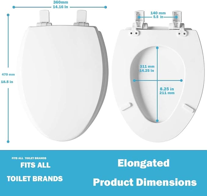 K-4636-RL-0 Elongated Toilet Seat Replacement for kohler 4636-RL-0 Elongated Bowl Toilet Seat Slow-Close, Soft Close toilet Seat and Lid, White
