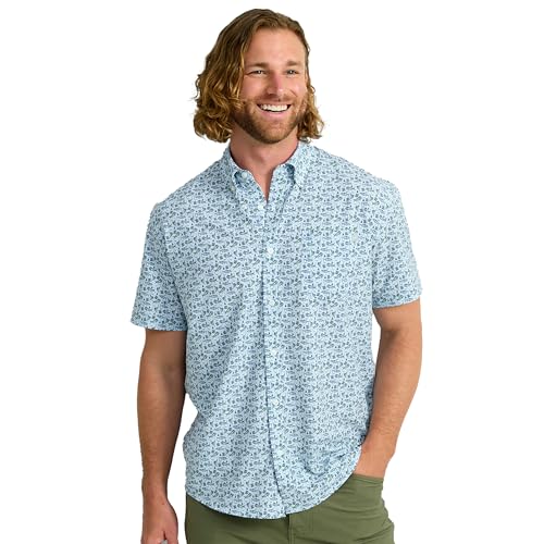 HUK Mens Kona Solid Short Sleeve Fishing Button Down Shirt for Men, Fresh Salmon, 3X-Large