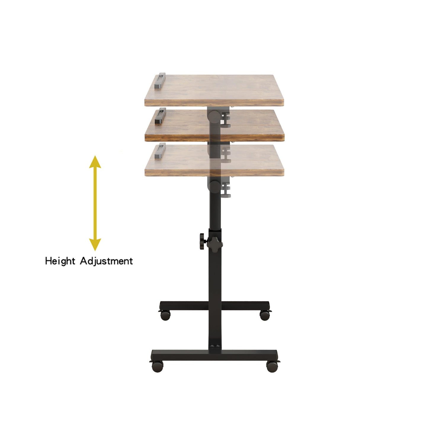 LINGMI Overbed Bedside Desk Mobile Rolling Laptop Stand Tilting Overbed Table with Wheels Height Adjustable Tray Table for Laptop Bed Sofa Side Table