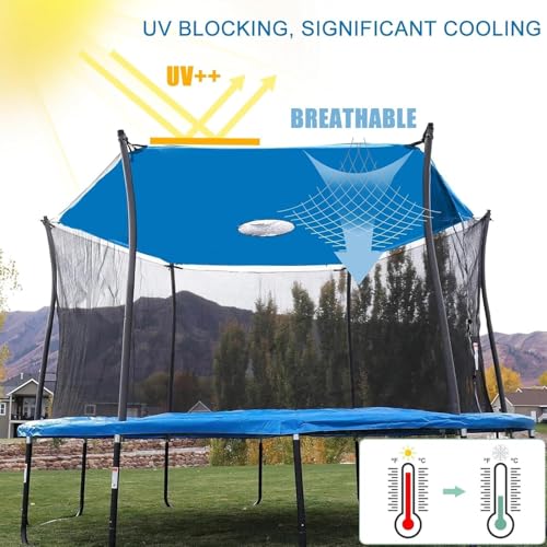 Trampoline Shade Cover for 8FT 10FT 12FT 14FT Trampoline, Sunproof Canopy for Outdoor (Blue, 8ft for 6 Poles)