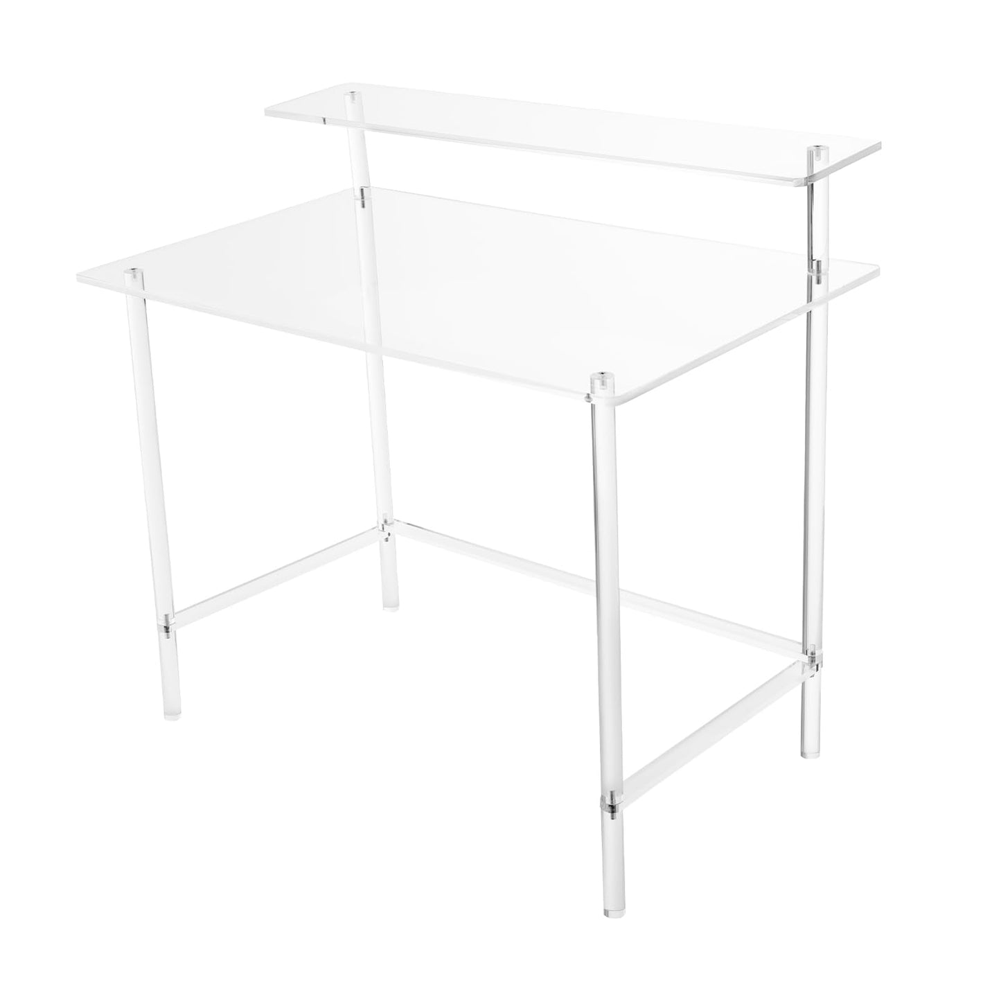 BBinmine Acrylic Desk, 2-Tier Home Office Desk with Monitor Stand, Laptop Study Table Home Office Console Table, 31.5 * 19.69 * 34.65in