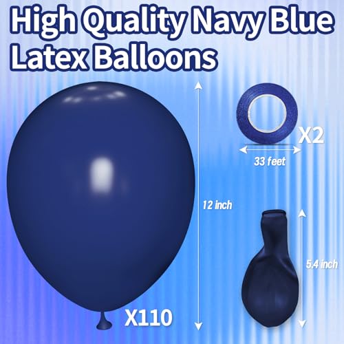 KAWKALSH Navy Blue Balloon 110pcs, 12 Inch Thickened Latex Party Balloons Helium Bright Color for Birthday Baby Shower Wed...