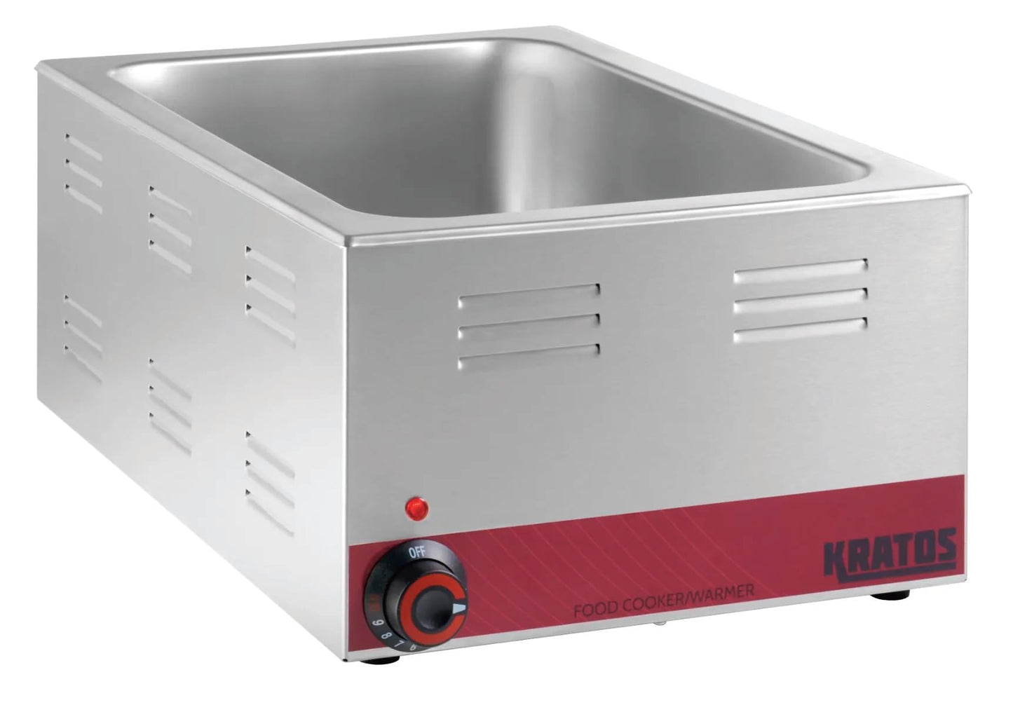 Kratos Commercial Electric Countertop Food Warmer/Cooker with Two Half Size Hotel Pans and Slotted Lids, 120V, 1500 Watts, Stainless Steel Portable Food Warmer with Pans