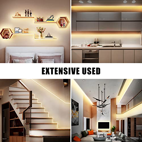 Tatazone White COB Led Strip Lights Max with RF Remote, 16.4ft 3000K Dimmable Ultra Bright Warm White COB Light Strip, Adh...