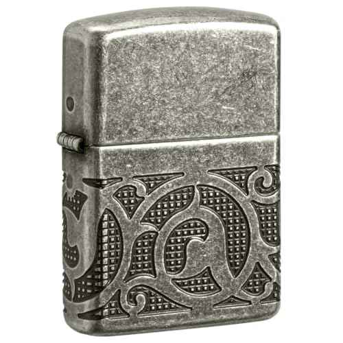 Zippo Pattern Armor Antique Silver Pocket Lighter