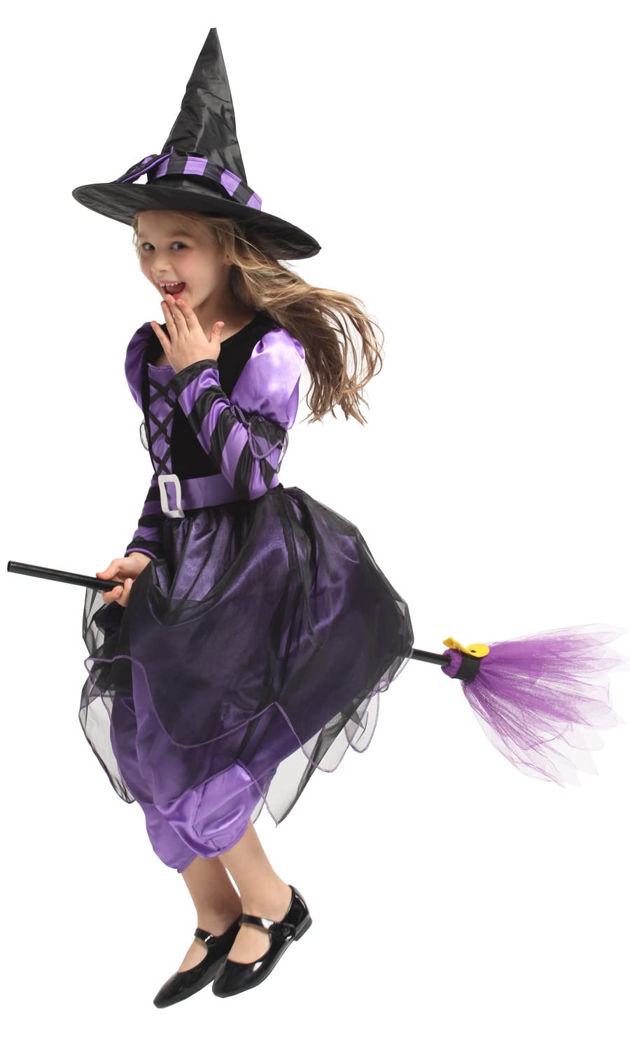 Narecte Halloween Witch Costume for Girls - Purple, Size S