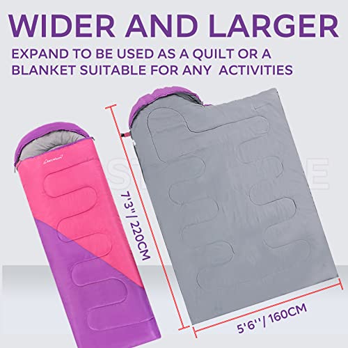 Clostnature Sleeping Bag for Adults and Kids - Lightweight Camping Sleeping Bag for Girls, Boys, Youths, Ultralight Backpa...