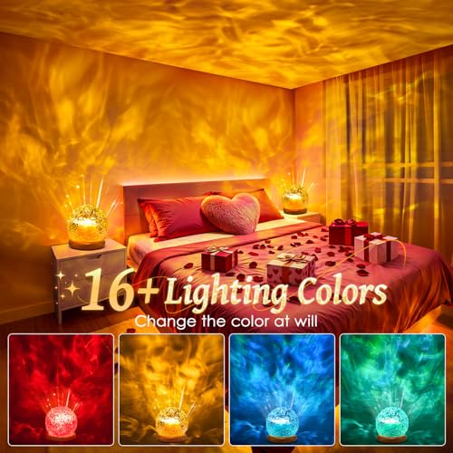Ambient Lighting,216 Modes Mood Lighting,3-in-1 Sunset Light & Ocean Wave & Northern Lights Projector,Remote Control Valen...