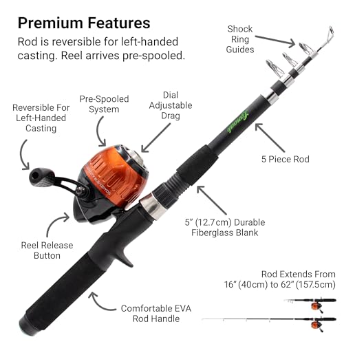 Lanaak Kids Fishing Pole, Kids Portable Telescopic Fishing Rod Set, Tackle Box and Fishing Net Combo Kit, Kids Fishing Gea...