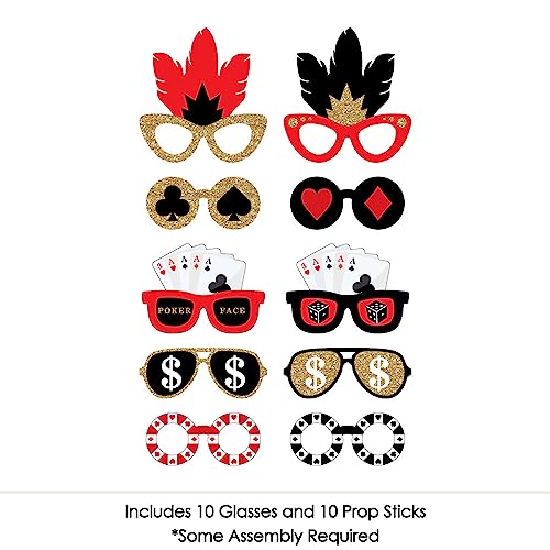 Big Dot of Happiness Las Vegas Glasses - Paper Card Stock Casino Party Photo Booth Props Kit - 10 Count