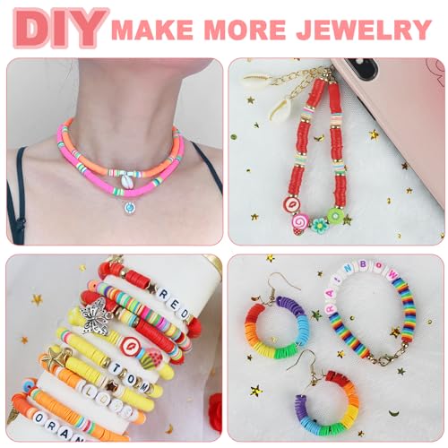 Redtwo 5100 Clay Beads Bracelet Making Kit, Flat Preppy Beads for Friendship Jewelry Making,Polymer Heishi Beads with Char...