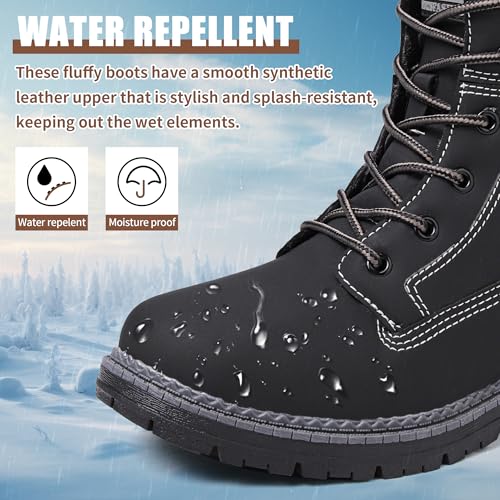 BKWHDAY Winter Boots for Women Snow Boots Waterproof Fur Lined Warm Hiking Boots Ladies Lace Up Walking Boots Anti-Slip Li...