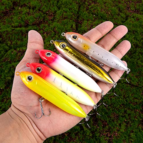 Alwonder Top Water Fishing Lures Kit for Saltwater and Freshwater, Bass Fishing Lures Treble Hooks Hard Baits, Walk-The-Do...