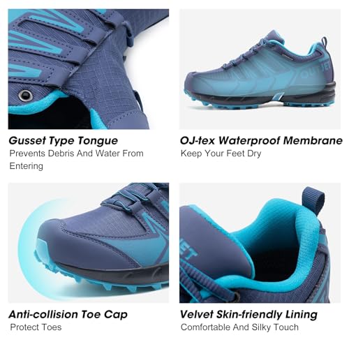 OUTJET Women's Waterproof Hiking Shoes Lightweight Non-Slip Trails Walking Shoes Outdoor Sneakers