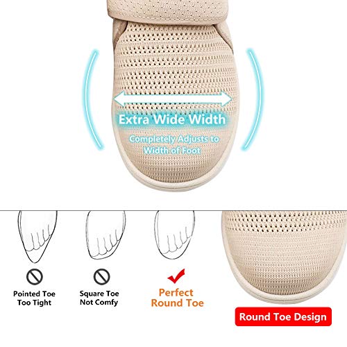 Womens Diabetic Walking Shoes Adjustable Outdoor Sneakers Recovery Easy On Off Strap Wide Width Slippers Comfort for Senio...