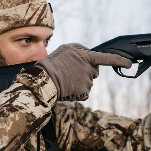 First Lite Rugged Wool Fleece Glove - Heavyweight Merino Wool Hunting Gloves with Silicone Grip and Touchscreen Compatible