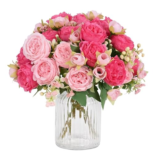 MARTINE MALL 4 Packs Peonies Artificial Flowers, Mixed Pink Artificial Peonies, Silk Peonies Flowers Fake Peonies Artifici...