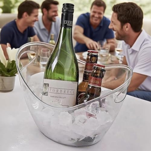 Clear Ice Bucket 4 Pack, 4L Acrylic Ice Buckets for Parties - Beverage Tub for Champagne, Beer, Wine Bottles, Large Drink ...