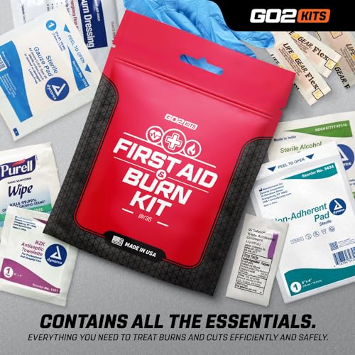 Go2Kits Advanced First Aid & Burn Kit, Comprehensive Burn First Aid Kit with Dressings, Burn Cream & Gauze, Portable First...