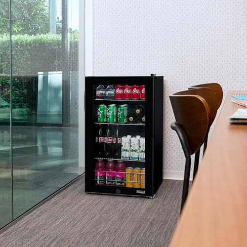 NewAir 126 Can Beverage Refrigerator | Freestanding Small Mini Fridge for Bedroom with Glass Door | Drink Cooler with Adju...