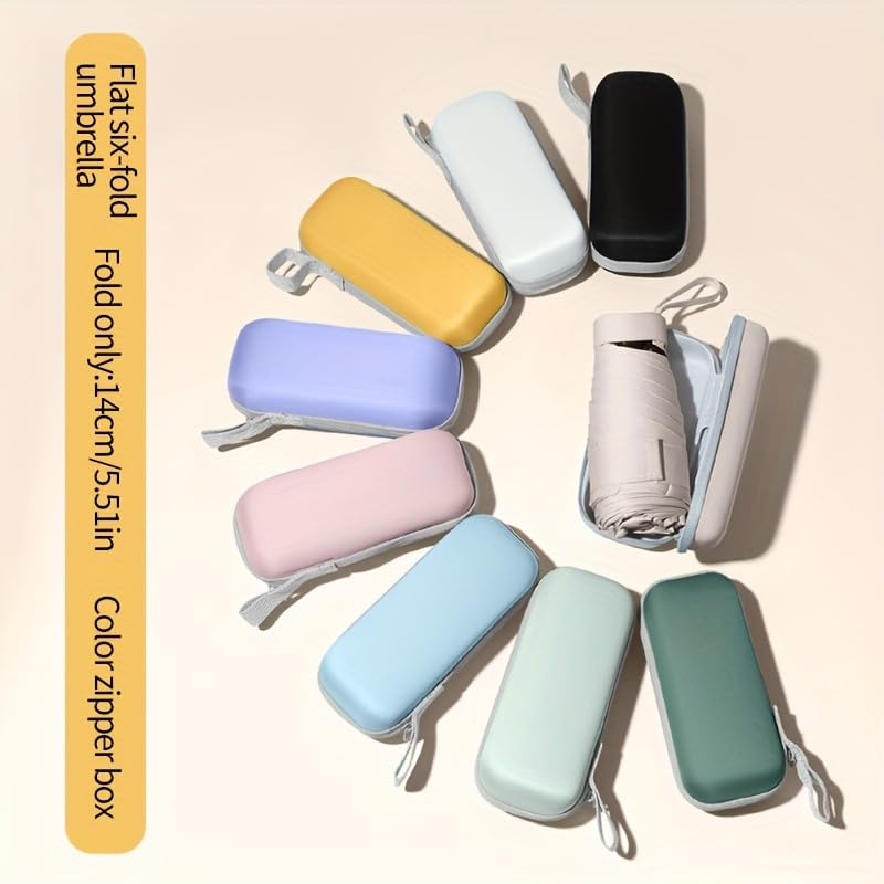 Mustarpicking UPF50+ Mini Travel Sun Umbrella for Purse With Case,Small Compact UV Umbrella Protection Sun,Lightweight Por...